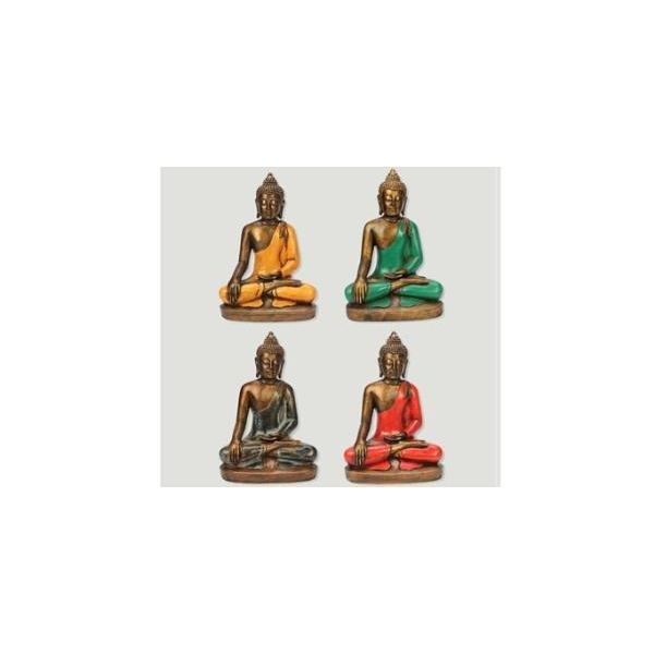 FIGURA RESINA BUDA MEDITANDO DE COLORES 24 CM.