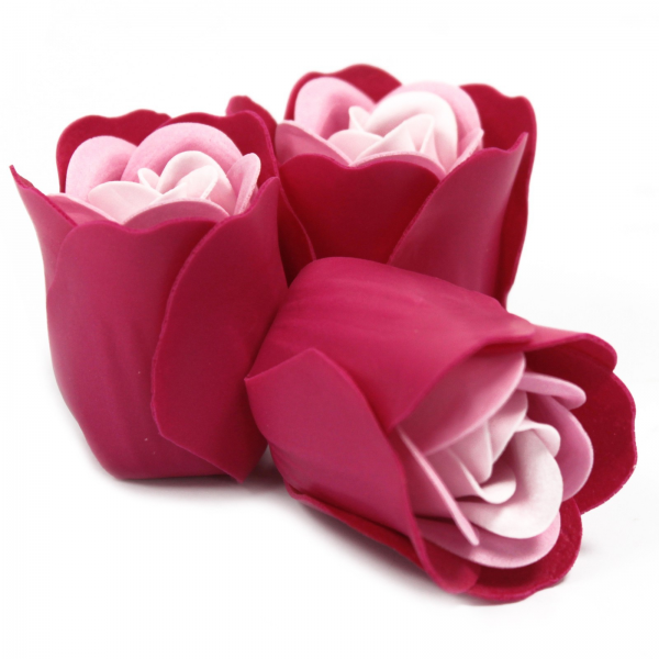 Set de 3 flores de jabón caja corazón - rosas