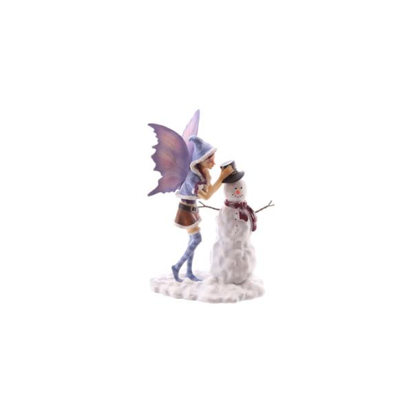 FIGURA HADA NAVIDEÑA CON MUÑECO DE NIEVE