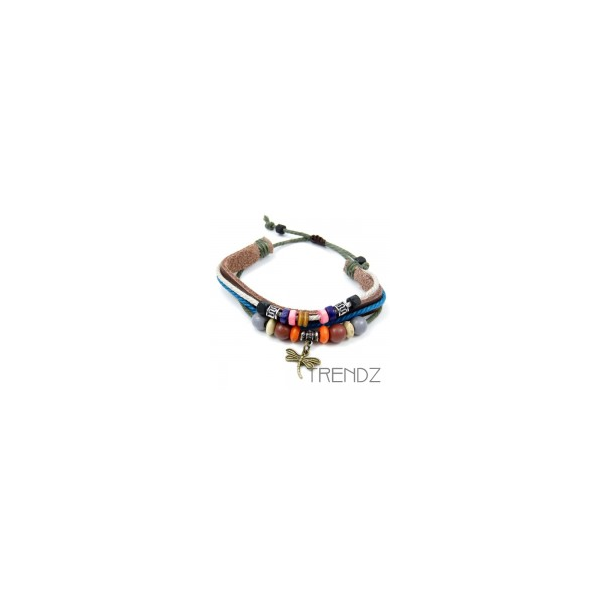 PULSERA ETNICA DE CUERO Y VARIOS ELEMENTOS