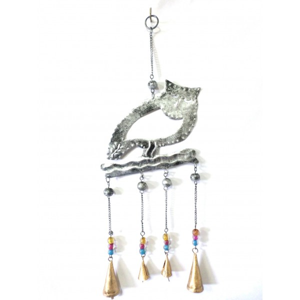 Colgador Buho en Metal Campanas