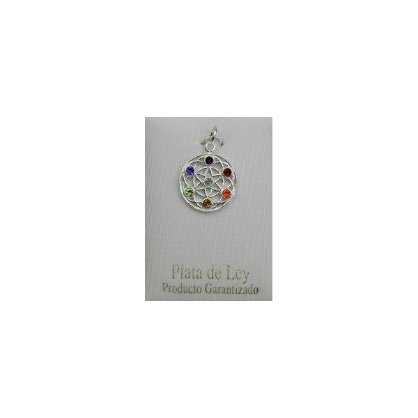 Colgante Plata de Ley 7 Chakras Mandala - 15mm