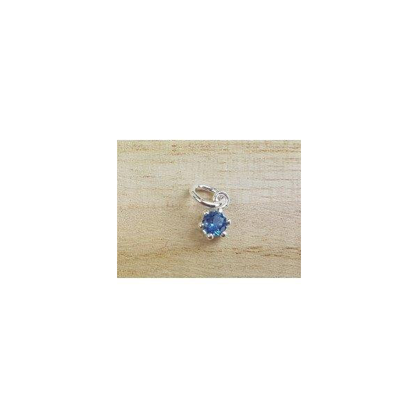 Colgante plata Zirconita AGUA MARINA 5mm- 6 garras