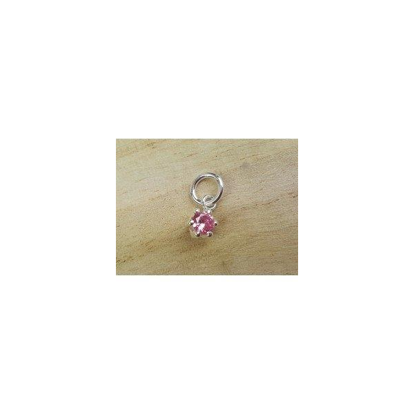 Colgante plata Zirconita ROSA 5mm- 6 garras