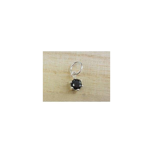 Colgante plata Zirconita NEGRA 6mm- 6 garras