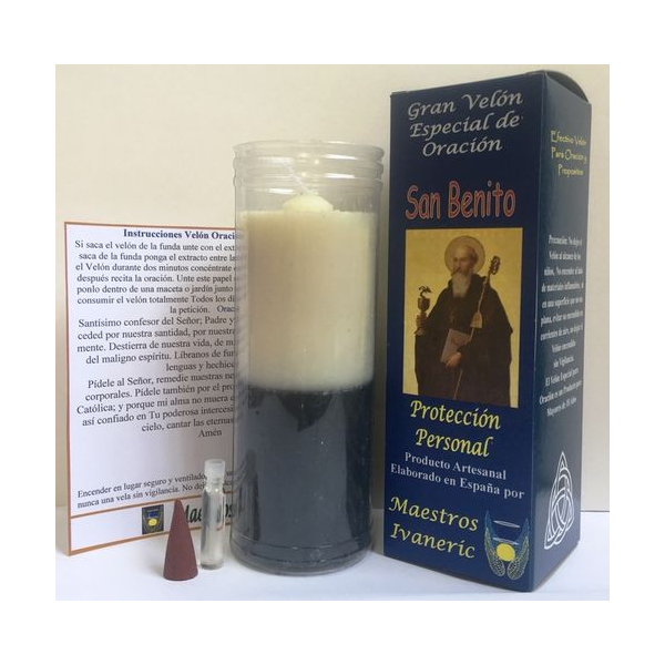 Velón Especial Potenciado Con Oración San Benito, Protección