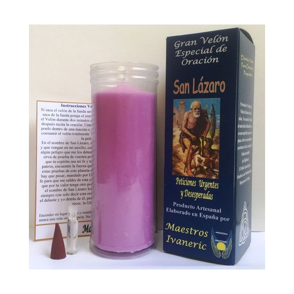 Velón Especial Potenciado Con Oración San Lázaro