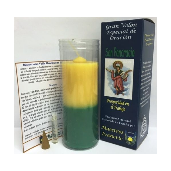 Velón Especial Potenciado Con Oración San Pancracio, Trabajo