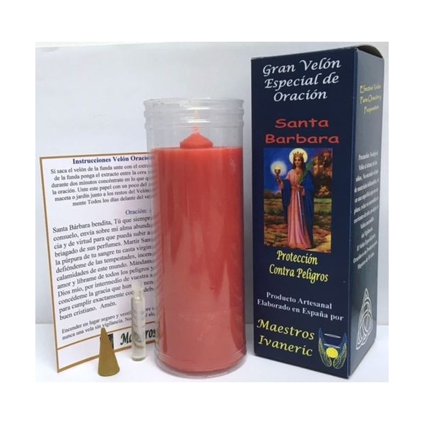 Velón Especial Potenciado Con Oración Santa Barbara