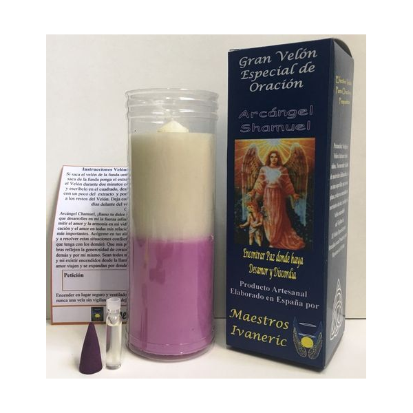 Velón Especial Potenciado Con Oración Shamuel. Paz