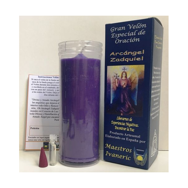 Velón Especial Potenciado Con Oración Zadquiel. Paz y Liberación