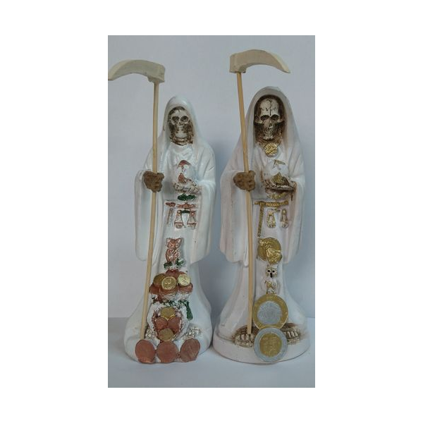 Imagen Artesanal en Resina Santa Muerte Blanca. 20 cm
