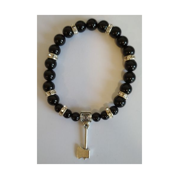 Pulsera Mineral Turmalina Negra con Hacha Atrae Clientes