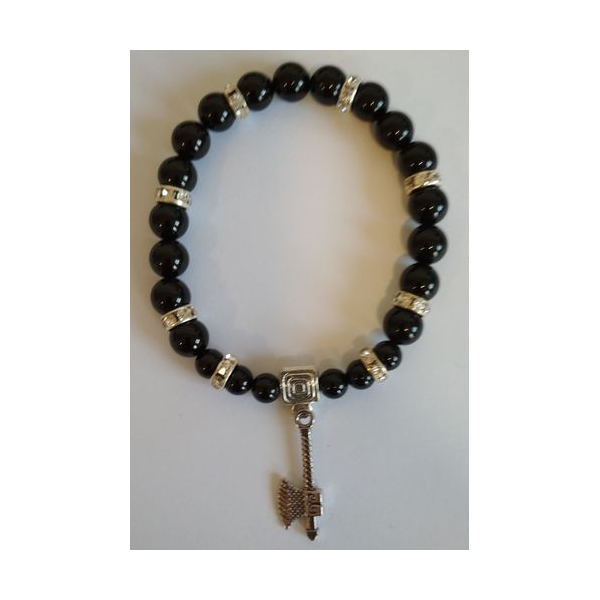 Pulsera Mineral Turmalina Negra con Hacha Celta